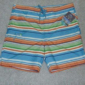 Mountain and Isles Men's Swim Trunk Shorts XXL Polyester Bahama Blue Multi